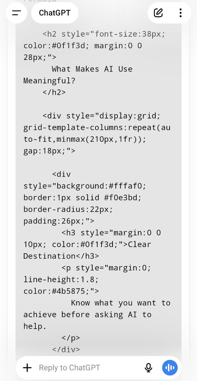 Website HTML implementation